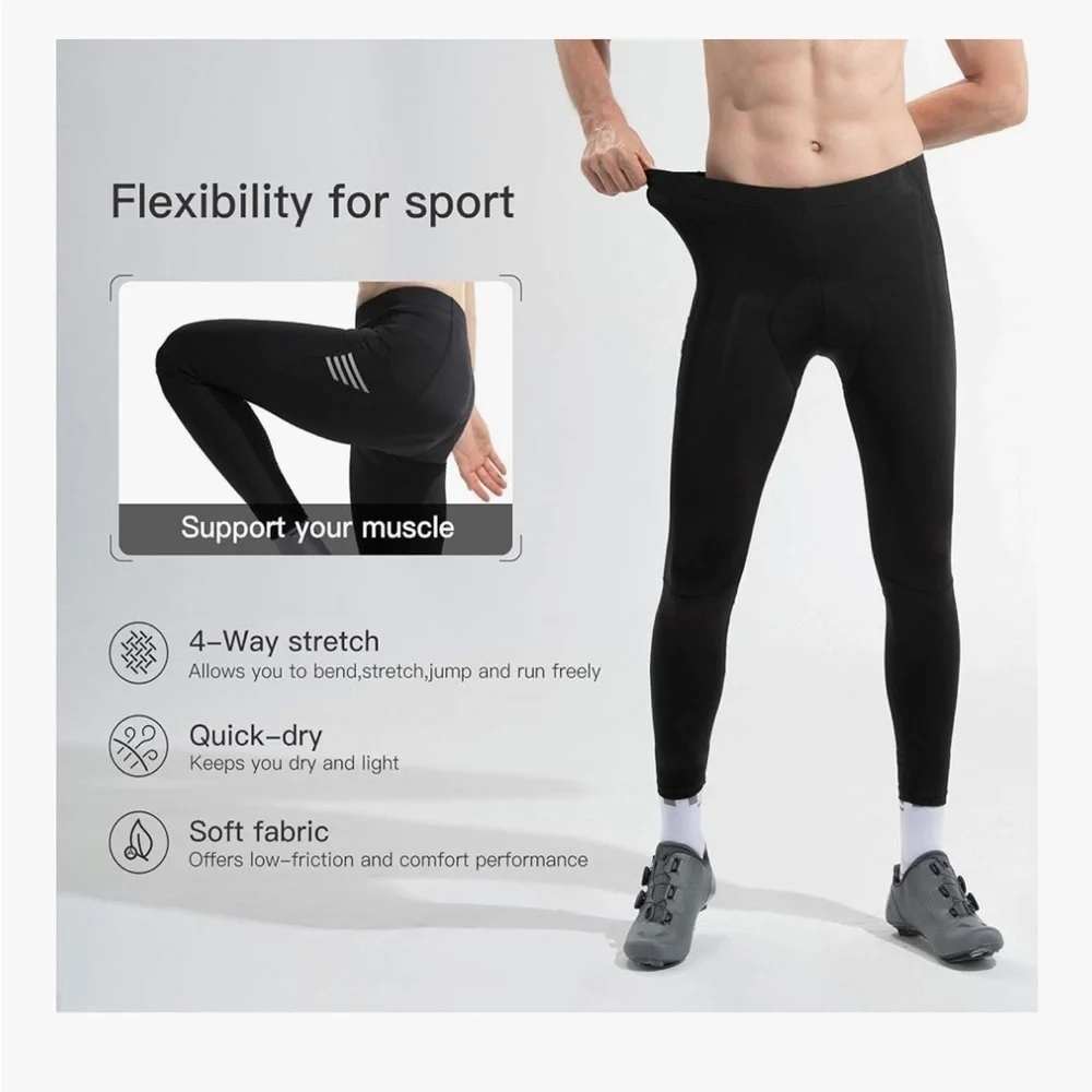 NWT Men’s Black Cycling Tights with White Stripes  small